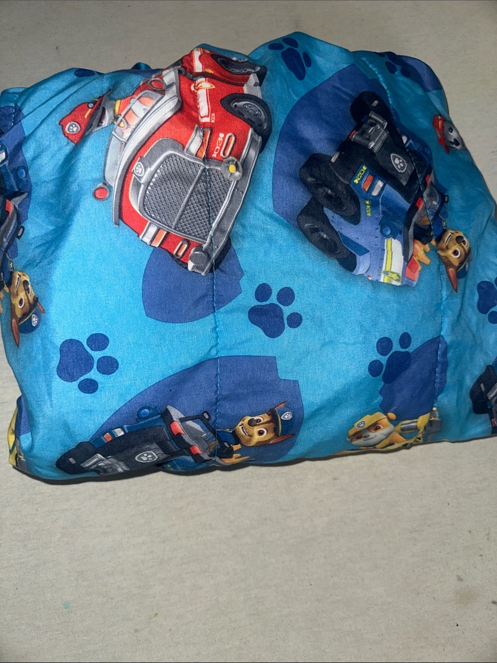 Vintage Collectible Paw Patrol Blue Kids Blanket with Character Vehicles